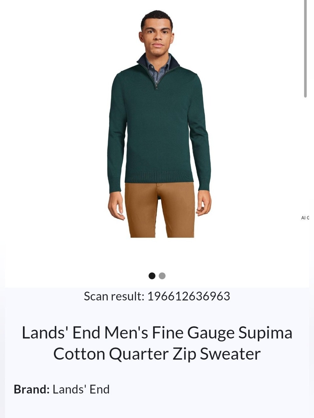 Lands End Men's Fine Gauge Supima Cotton Quarter  Zip Sweater Deep Balsam Large